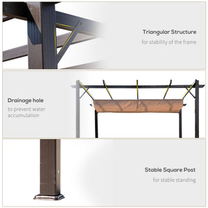 Pergola 10' x 10' en aluminium, Auvent de jardin carré, Beige