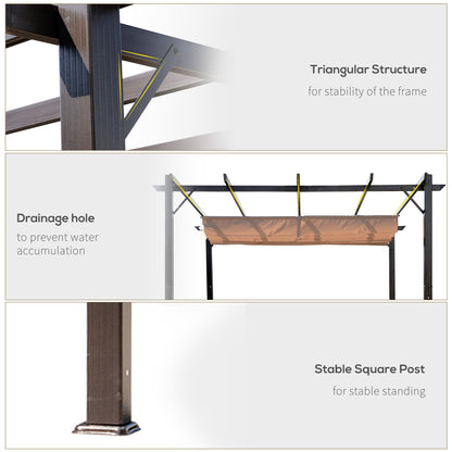 Pergola 10' x 10' en aluminium, Auvent de jardin carré, Beige