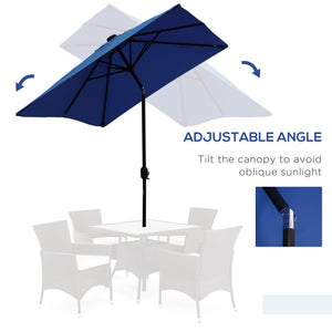 Parasol de 9,7 pieds avec 22 lumières solaires LED et inclinaison, bleu foncé