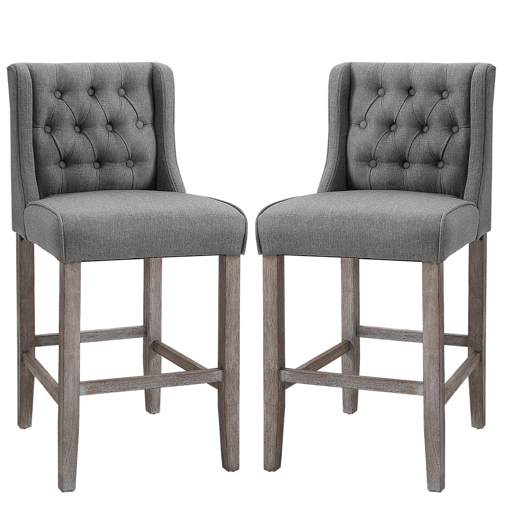 Lot de 2 tabourets de bar capitonnés, gris