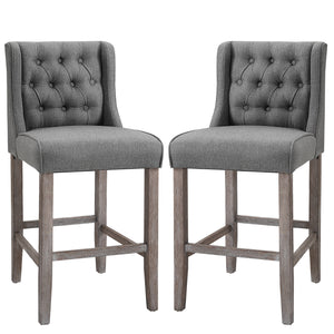 Lot de 2 tabourets de bar capitonnés, gris