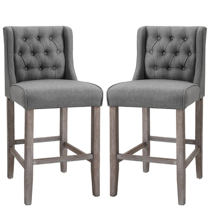 Lot de 2 tabourets de bar capitonnés, gris