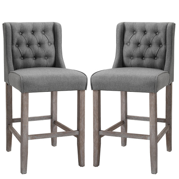 Lot de 2 tabourets de bar capitonnés, gris