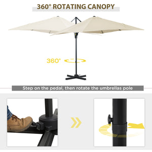 Parasol déporté carré 8 pieds avec rotation à 360°, blanc crème