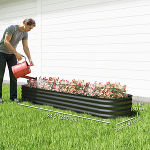 Jardinière surélevée galvanisée avec bordure de sécurité, noir