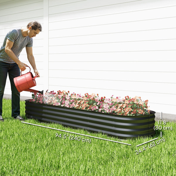 Jardinière surélevée galvanisée avec bordure de sécurité, noir