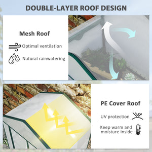 Mini greenhouse with mosquito net roof and roll-up zip door, white