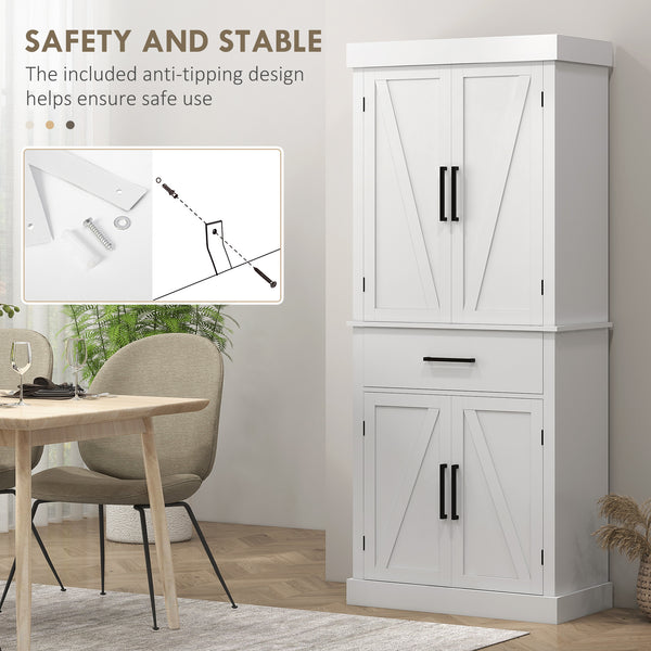 Garde-manger de style campagnard avec 4 portes de grange, blanc