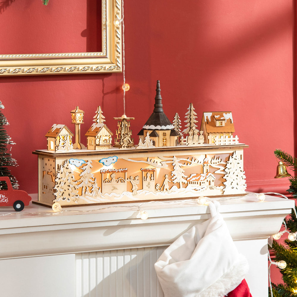 Décoration de Noël de bureau en bois naturel