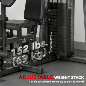 Station de musculation multifonction avec charge ajustable de 152 lb
