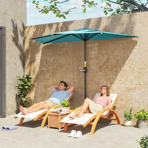 Parasol demi-rond de 9,8 pieds avec manivelle, bleu clair