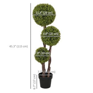 Artificial potted plant, 120cm, three-ball tree for indoor and outdoor use, green
