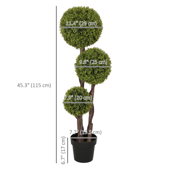 Artificial potted plant, 120cm, three-ball tree for indoor and outdoor use, green