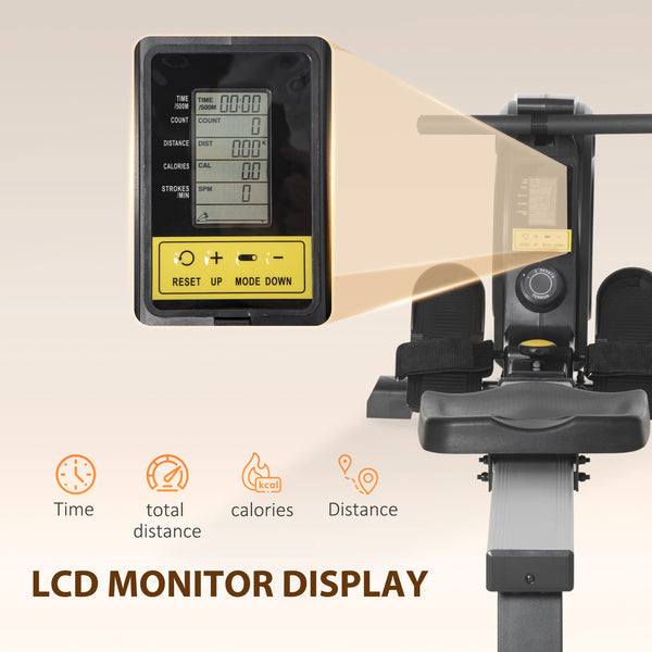Rameur magnétique à résistance réglable avec écran LCD numérique