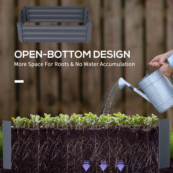 Ensemble de 2 jardinières surélevées en acier, gris foncé