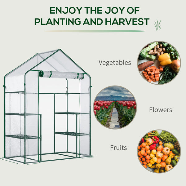 Portable mini greenhouse with 4 shelves