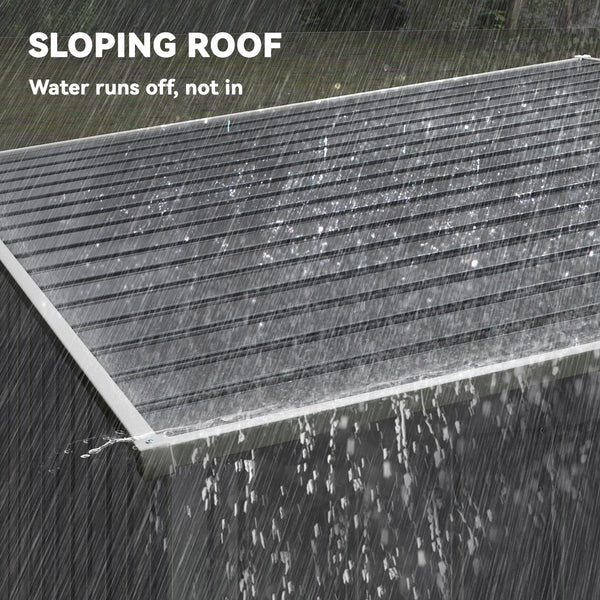 Lean-to garden shed in galvanized metal with foundation, sliding door and 2 vents, dark grey