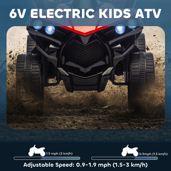 6V Electric Mountain Bike for Kids with Music and LED Headlights, Red