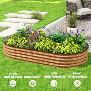 Jardinière d'extérieur surélevée en acier galvanisé avec tuteur en métal, marron