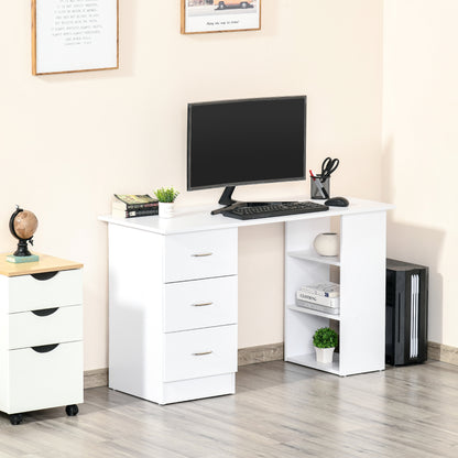 Bureau 47 pouces avec étagères de rangement à 3 niveaux, blanc