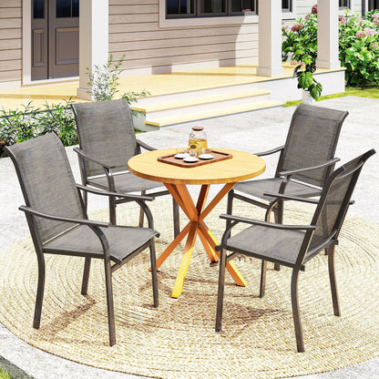 Ensemble de 4 chaises de patio avec accoudoirs et dossier haut, marron
