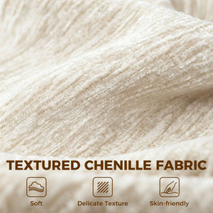 Canapé nuage en chenille sans os avec coussin à ressorts épais, assise large et profonde, larges accoudoirs, beige