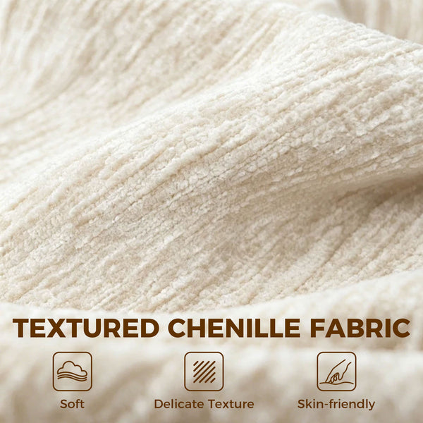 Canapé nuage en chenille sans os avec coussin à ressorts épais, assise large et profonde, larges accoudoirs, beige