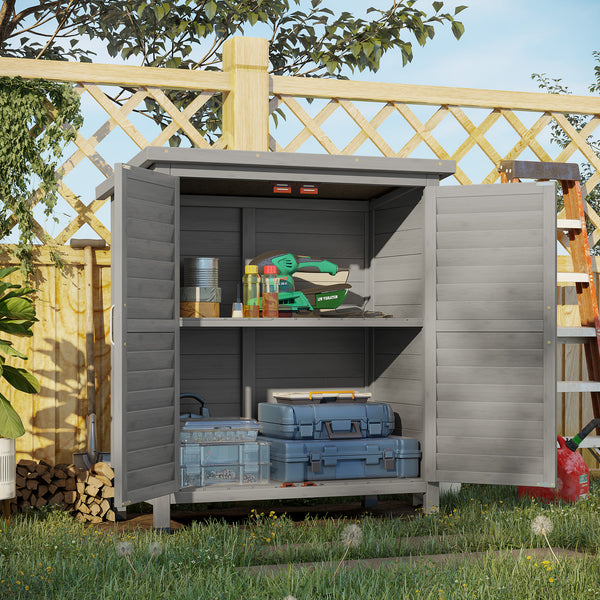 Abri de jardin en bois avec 2 portes, gris