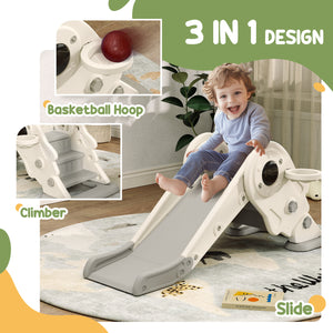 Toboggan pliable 3 en 1 pour tout-petits blanc crème