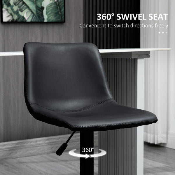 Set of 2 vintage grey retro leather bar stools