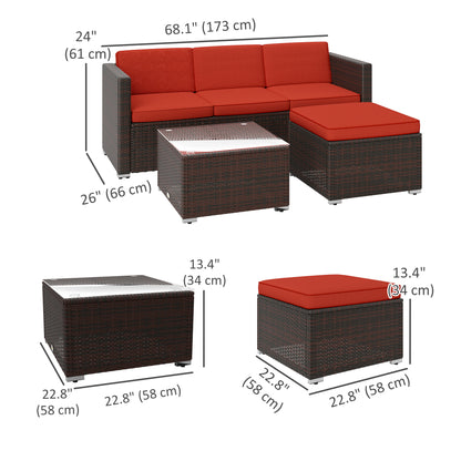 Mobilier de jardin avec coussins moelleux, canapés d'angle, rouge