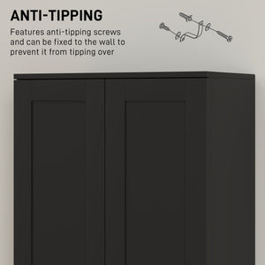Armoire de rangement haute avec étagères réglables, noir