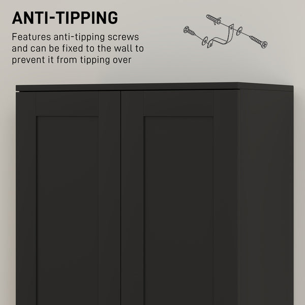Armoire de rangement haute avec étagères réglables, noir