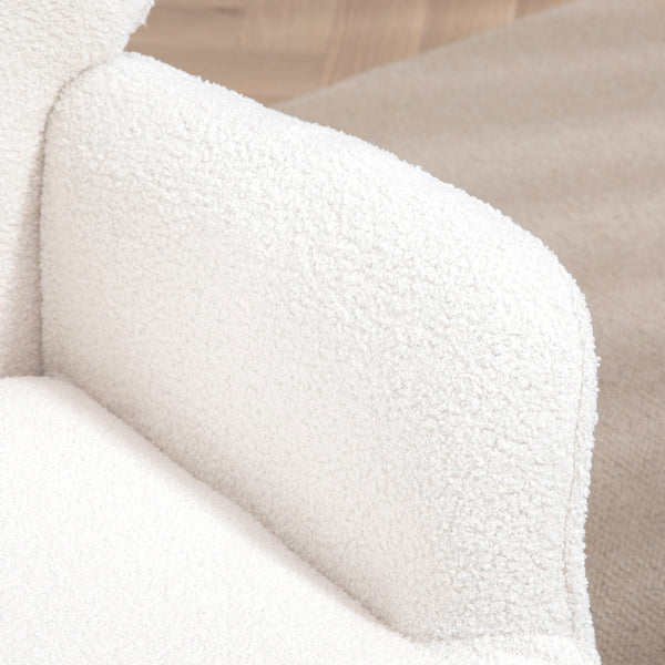 Fauteuil d'appoint Sherpa rembourré à oreilles moelleux, blanc crème