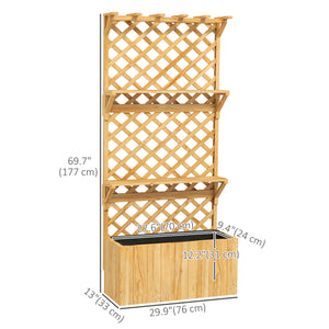 Jardinière surélevée avec treillis, bois naturel