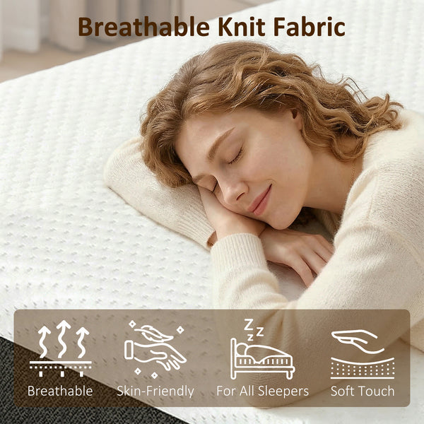 Matelas double 10 po à 3 couches en mousse mémoire rafraîchissante, mi-ferme – Blanc et gris foncé