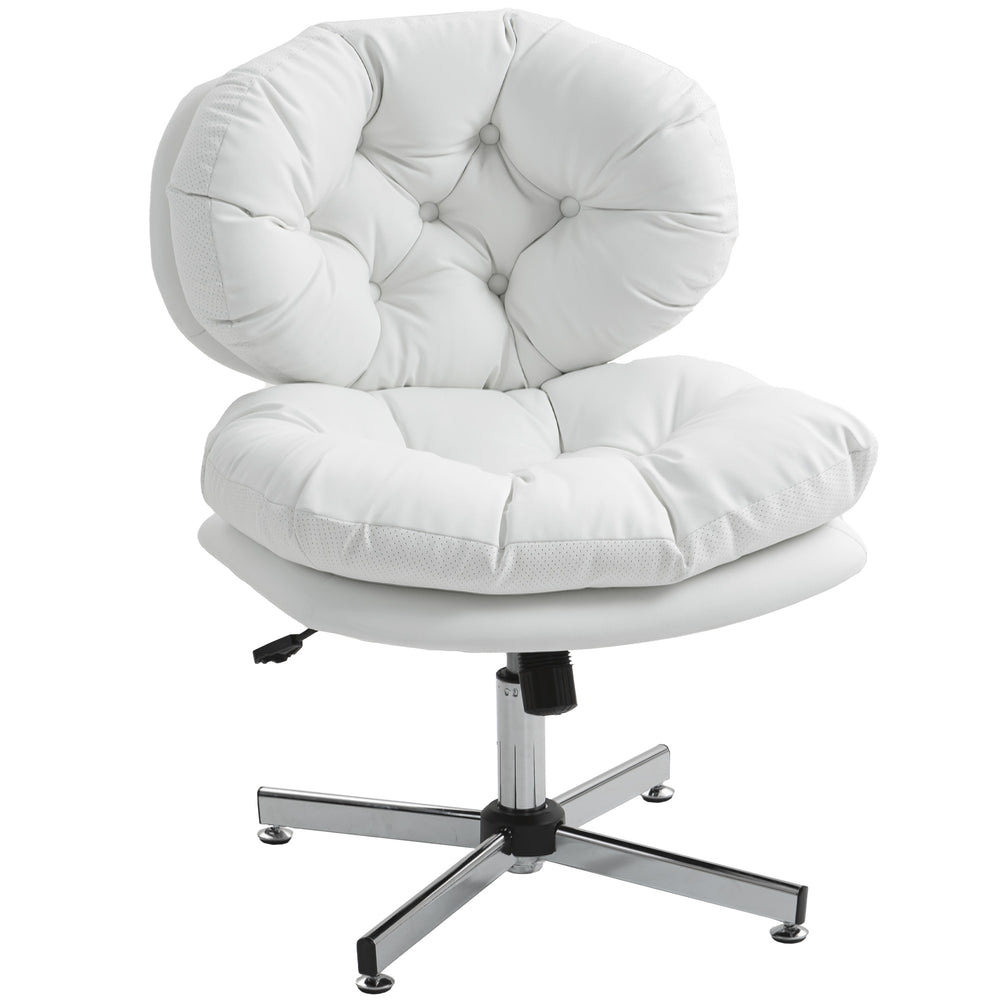 Office chair without armrests with wide, padded seat, white.