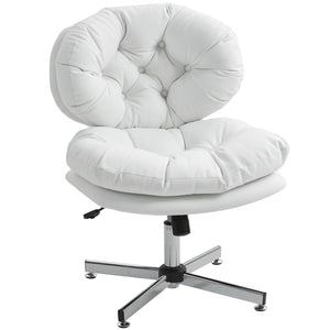 Office chair without armrests with wide, padded seat, white.