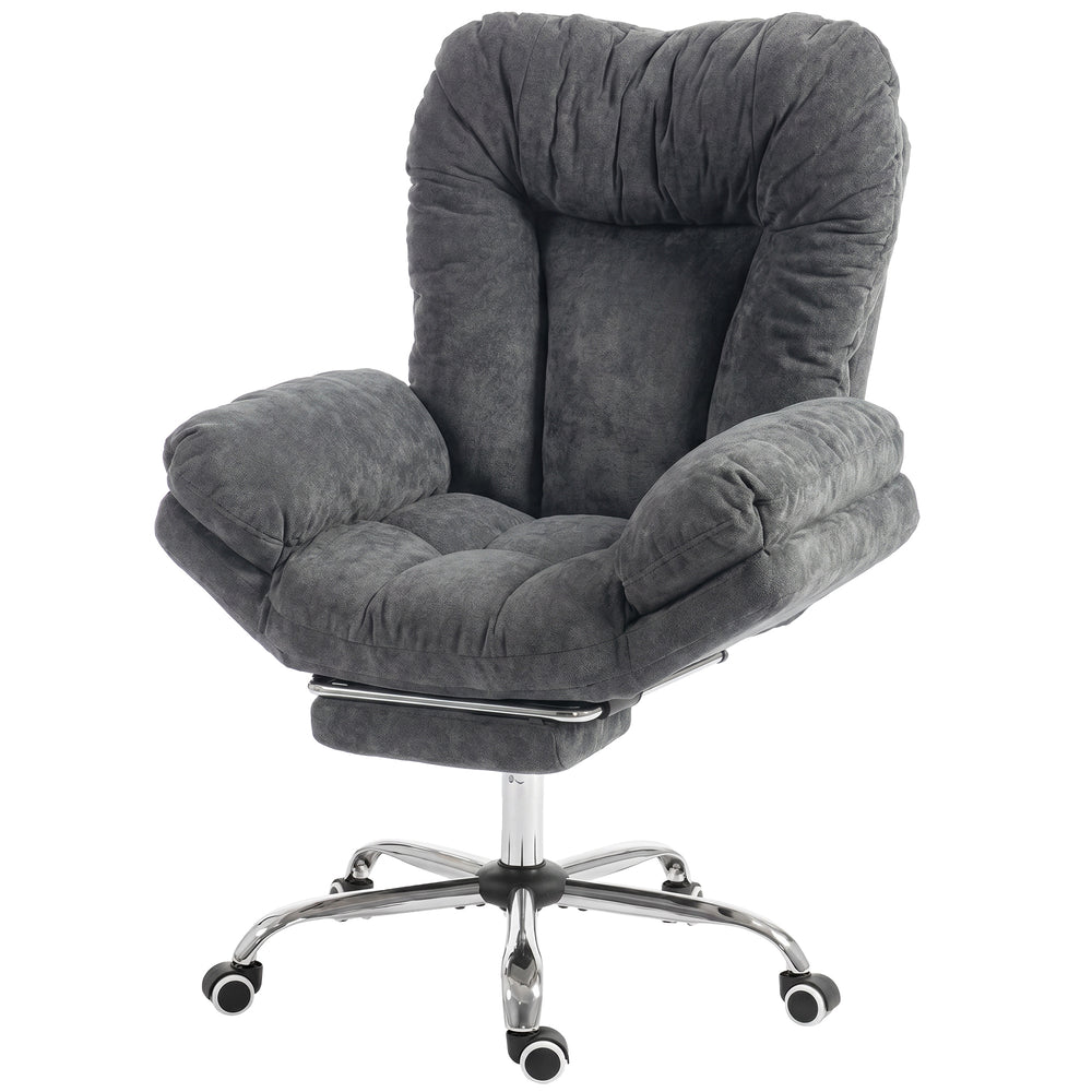Fauteuil de bureau large avec repose-pieds, gris foncé