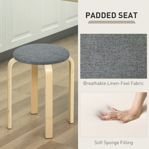 Set of 4 stackable wooden stools, grey