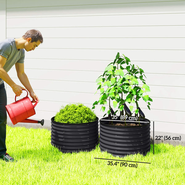 Ensemble de 2 bacs à jardin surélevés avec bordure de sécurité