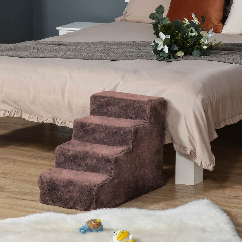 4-Step Dog Ramp with Removable Cover, Brown
