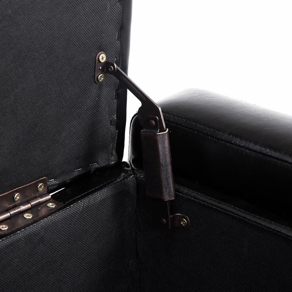 Banc ottoman de rangement rembourré en similicuir de luxe, noir
