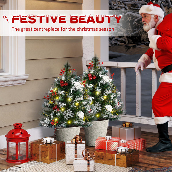 Lot de 2 sapins de Noël artificiel pré-éclairé HOMCOM de 2 pieds avec LED blanc chaud