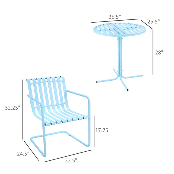 3-piece metal bistro set, sky blue