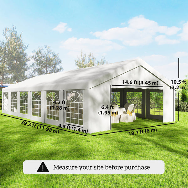 20' x 40' Party Tent, Outdoor Canopy Tent with 12 Removable Window Sidewalls for Parties, Wedding, Events, BBQ