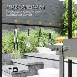 Abri pour barbecue avec structure en acier et crochets, rouge bordeaux