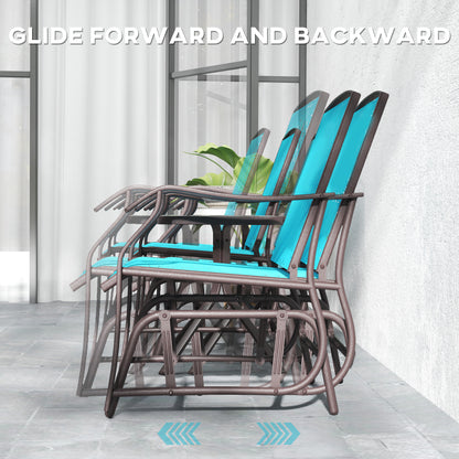 Ensemble de 3 chaises avec assise en maille respirante et table en verre, bleu