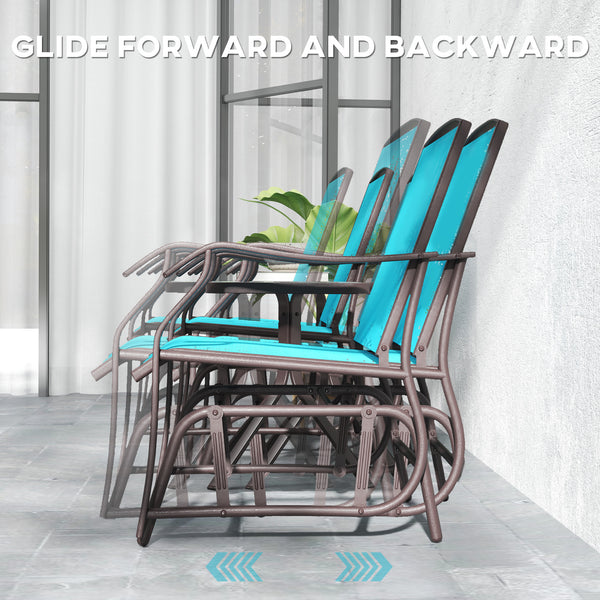 Ensemble de 3 chaises avec assise en maille respirante et table en verre, bleu