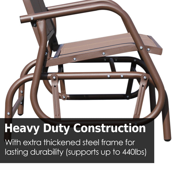 Fauteuil berçant 2 places avec tissu en maille respirante, marron café